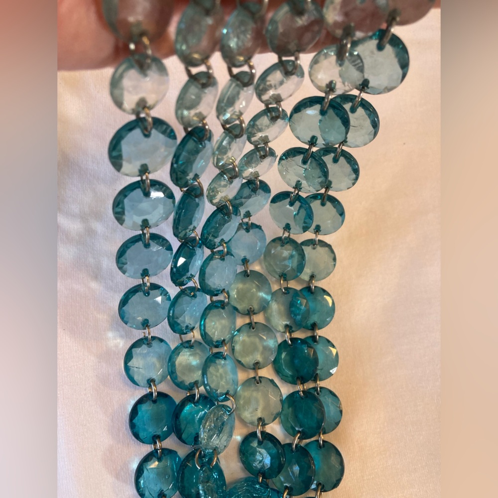 Chico’s Multi Strands Gradient Teal Colored Beads… - image 2